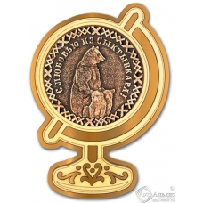 Магнит из бересты Сыктывкар-Медведи глобус золото